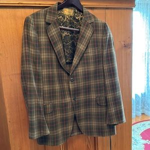 Vintage Dino Giovanni Men’s Plaid Blazer Wool Blend Single Breasted 44R
